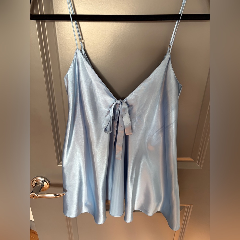 Elegant Blue Satin Chemise